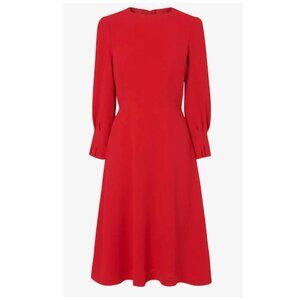L.K. Bennett DR Kera Fit and Flare Dress - Stunning Deep Red, Beautiful Detail